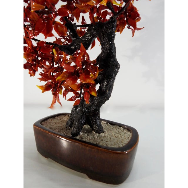 Vintage Chinese Polished Glass Leaves on Bonsai Tree For Sale - Image 4 of 11