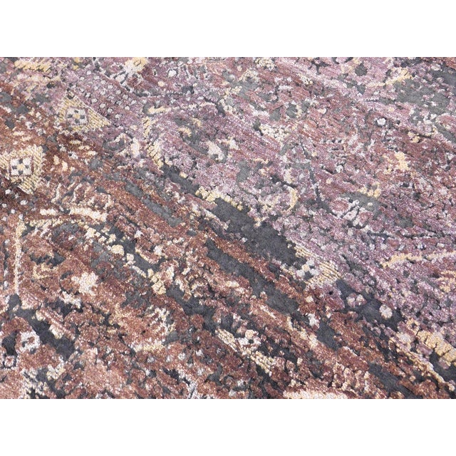 Hand Knotted Bamboo Silk and Wool Rug in High and Low Texture. 7'10"x 9'9" For Sale - Image 10 of 18