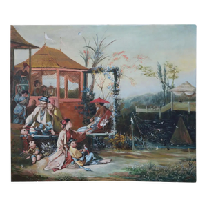 18th Century François Bouche Rococo Style Reproduced Painting on Canvas "Chinese Bird Painting"