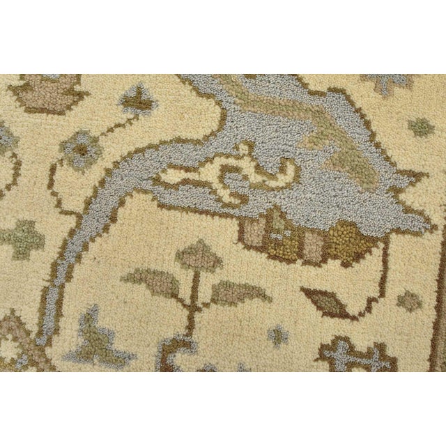 Oushak Rug 4′ X 6’1” Ivory Wool Tribal Hand-Knotted Oriental Carpet For Sale - Image 4 of 13