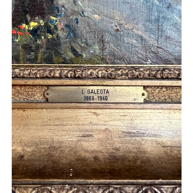 Leopoldo Galeota, Paysage animé, Oil on Canvas, Framed For Sale - Image 11 of 12