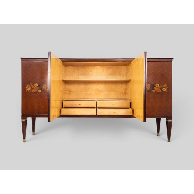 Mid-Century Modern Mid-Century Italian Sideboard with Floral Marquetry by Paolo Buffa, 1950s For Sale - Image 3 of 18