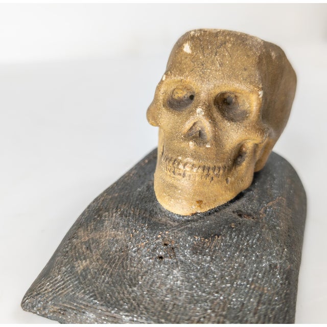 Tan 19th Century Folk Art Memento Mori Skull Form Match Holder For Sale - Image 8 of 15