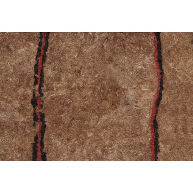 1940s Vintage Felted Rug in Brown With Geometric Pattern by Rug & Kilim For Sale - Image 5 of 7