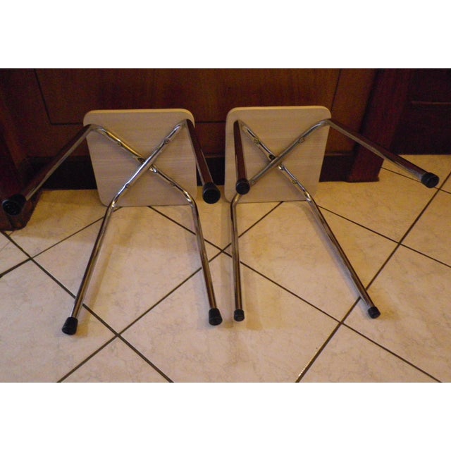 Scandinavian Style Stools in Formica and Chrome-Plated Steel, 1950s-1960s, Set of 2 For Sale - Image 10 of 14