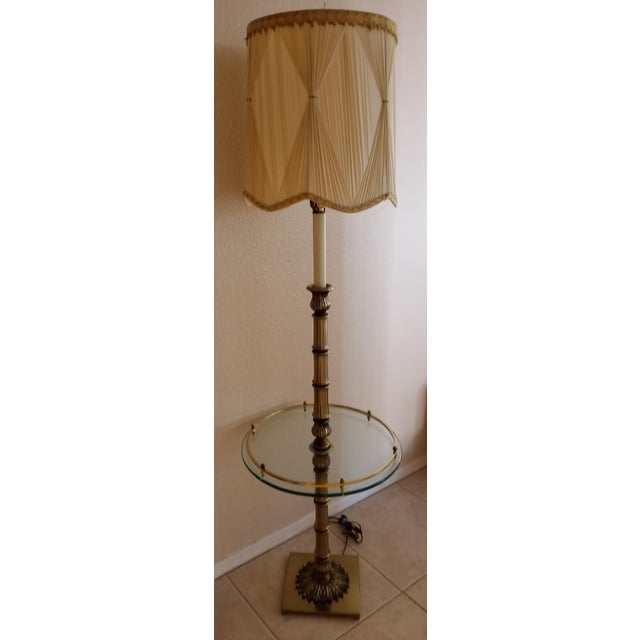Stiffel Hollywood Regency Brass and Glass Floor Lamp Table Chairish