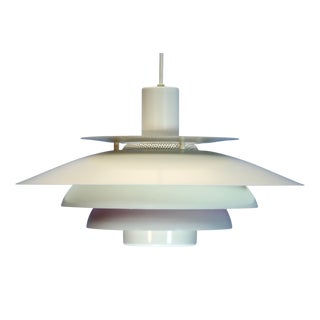 Danish Hanging Lamp in White with Lilac Accent, 1980s For Sale