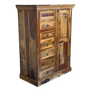 Antique Spanish Solide Olive Locking Pie or Larder Cabinet For Sale