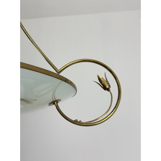 Murano Glass and Brass Chandelier in the style of P. Chiesa for Fontana Arte, 1960s For Sale - Image 11 of 18