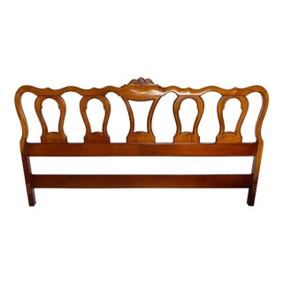 1960s French Provincial Carved King Headboard For Sale