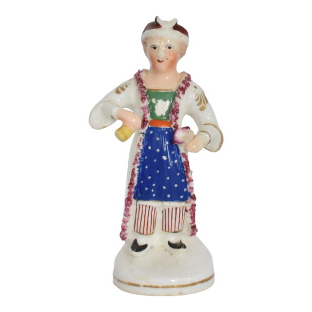 Antique 19th-Century Staffordshire Figurine of a Man a La Turquoise For Sale