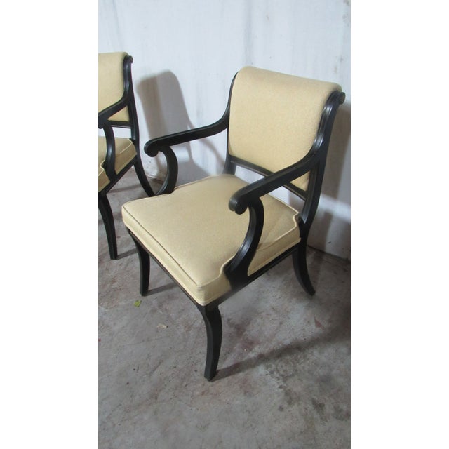 Wood 1980s Neoclassical Style Set Dining Room Chairs Ebony Black For Sale - Image 7 of 8