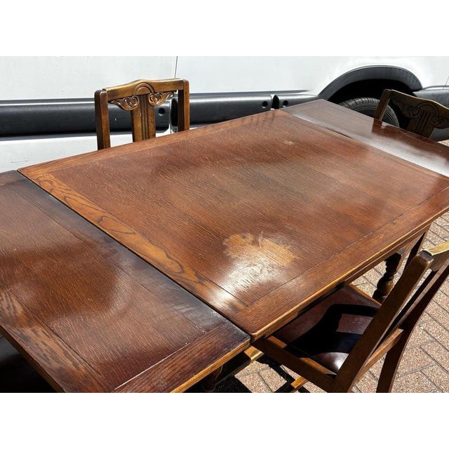 Extendable Draw Leaf Table and Chairs, Set of 5 For Sale - Image 13 of 14