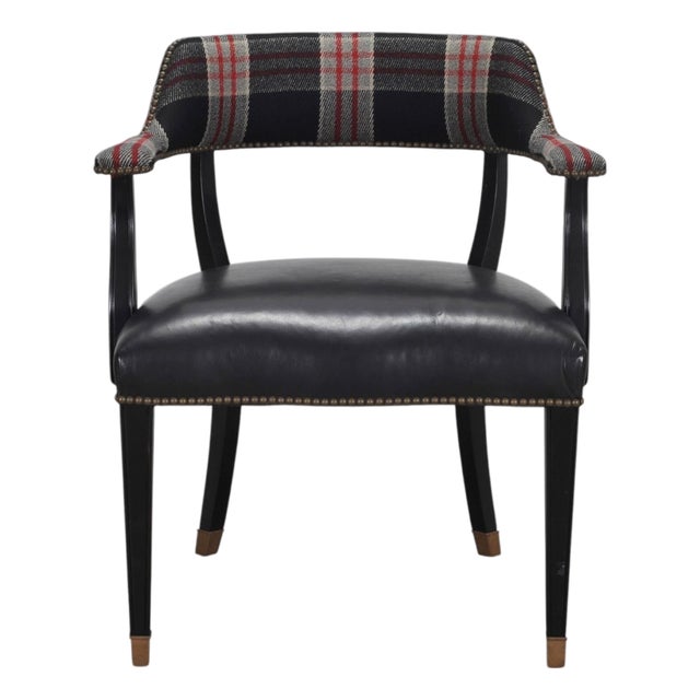 Ralph Lauren Hither Hills Studio Dining Arm Chair Tartan Leather For Sale