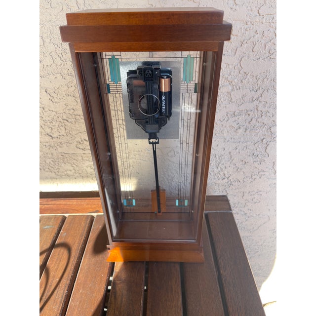 Frank Lloyd Wright Mission Style Bulova Frank Lloyd Wright Willits Mantel Clock For Sale - Image 4 of 4
