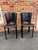 Pair Of Maurice Villency Black Leather Seat Side Chairs Italian modern style Good condition with its age A little damage...