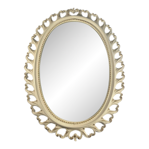 1964 Syroco Mirror White Oval Acrylic Gold Accent French Provincial