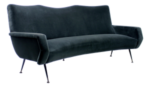 Mid-Century Italian Curved Velvet Sofa, 1950s