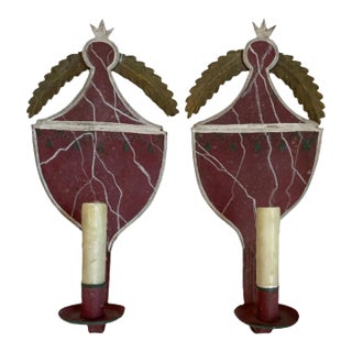 Pair of Mid 19th Century Tole Sconces For Sale