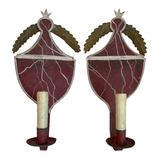 Pair of Mid 19th Century Tole Sconces For Sale