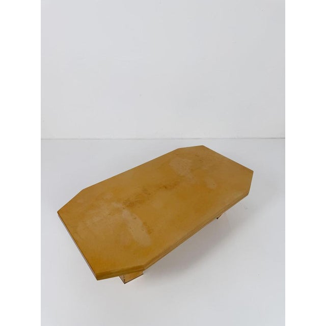 Mid-Century Italian Goatskin and Brass Coffee Table, 1970s For Sale - Image 9 of 18