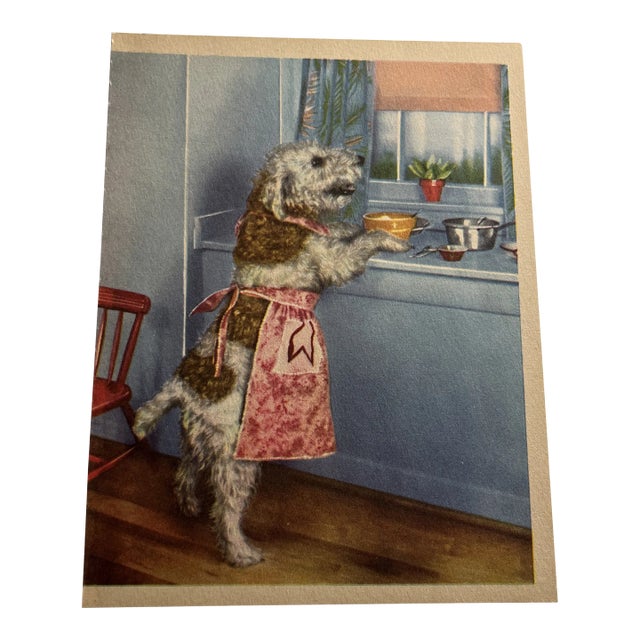 1959 Teddy the Terrier Cooking Dinner Dog Print For Sale