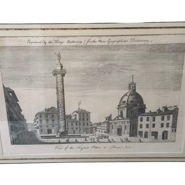 Mid 18th Century 18th C. Antique Copperplate Engraving "View of Trajan's Pillar at Rome" - Framed Folio Print For Sale - Image 5 of 11