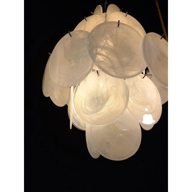Vintage Murano Alabaster Disc Chandelier, 1968 For Sale - Image 10 of 15