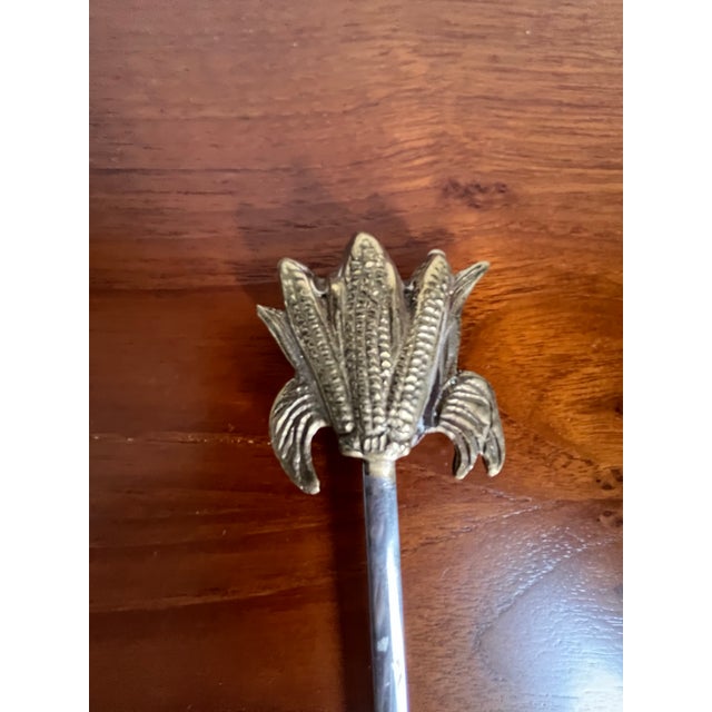 Mid 20th Century Vintage Bbq Skewers in Steel With Solid Brass Handle Set of 6 For Sale - Image 5 of 8