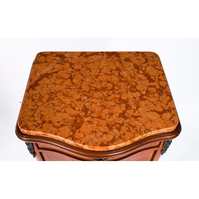 Antique French Louis XV Parquetry Bombe Bedside Tables, 1800s, Set of 2 For Sale - Image 5 of 18