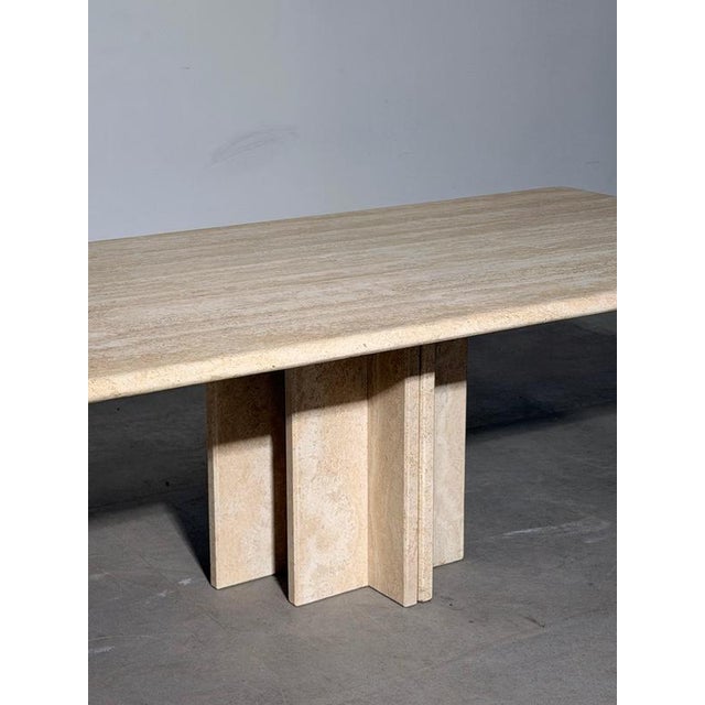 Travertine Coffee Table with Sculptural Base For Sale - Image 4 of 8