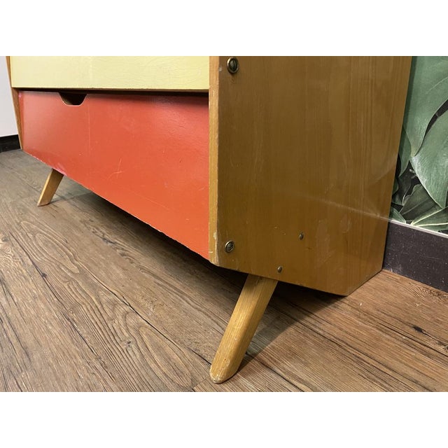 Mid-Century German Red, Yellow and Black Formica Shoe Cabinet, 1950s For Sale - Image 11 of 18