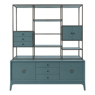 Redford House Fiona & Emerson Two-Piece Cabinet in Robin’s Egg Blue For Sale