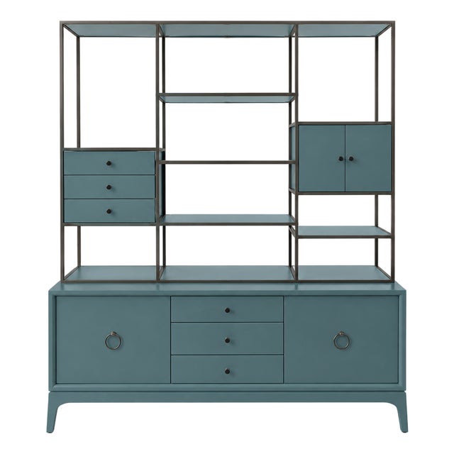 Redford House Fiona & Emerson Two-Piece Cabinet in Robin’s Egg Blue For Sale