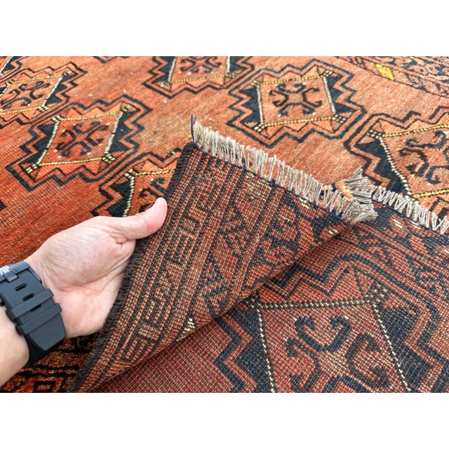 Rust Jowal Gul Hand-Knotted Wool Rug - 6'3" X 3'11" For Sale - Image 11 of 11