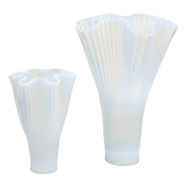 Swedish Reffla Art Glass Vases by Arthur Percy for Gullaskruf, 1970s, Set of 2 For Sale