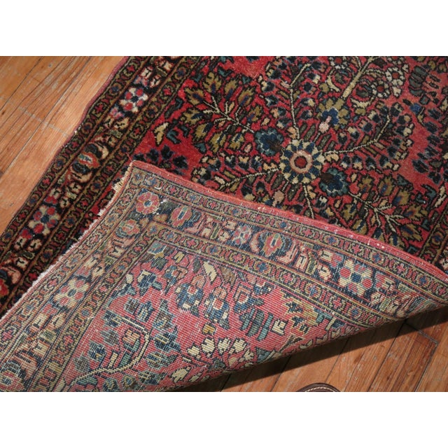 Traditional Antique Zabihi Collection Persian Sarouk Small Rug - 2' x 3'11" For Sale - Image 3 of 6