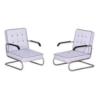 Set of Bauhaus Chrome Armchairs attributed to from Mücke Melder, Czech, 1930s For Sale