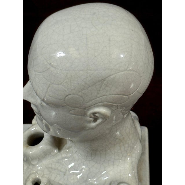 19th Century Staffordshire Creamware Phrenology Head Inkwell, Stamped “55” For Sale - Image 13 of 13