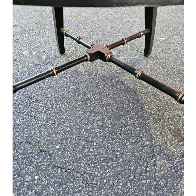 Vintage Faux Bamboo Cane Back Captain's Chair For Sale - Image 9 of 10