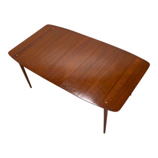 1960s Mid Century American of Martinsville Walnut Dining Table With Brass X Inlays For Sale