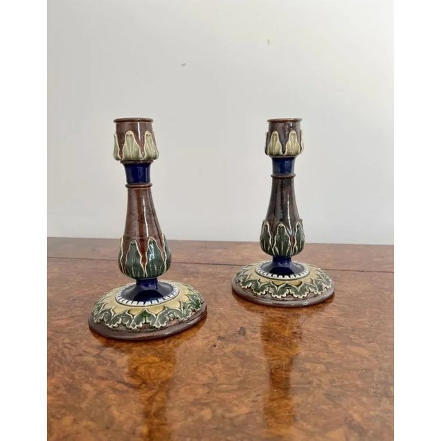 1900 - 1909 Candlesticks from Royal Doulton, 1900s, Set of 2 For Sale - Image 5 of 8