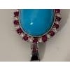 GIA Certified 105 Ct Natural Oval Turquoise, Ruby & Diamond Pendant, Sleeping B For Sale - Image 16 of 18