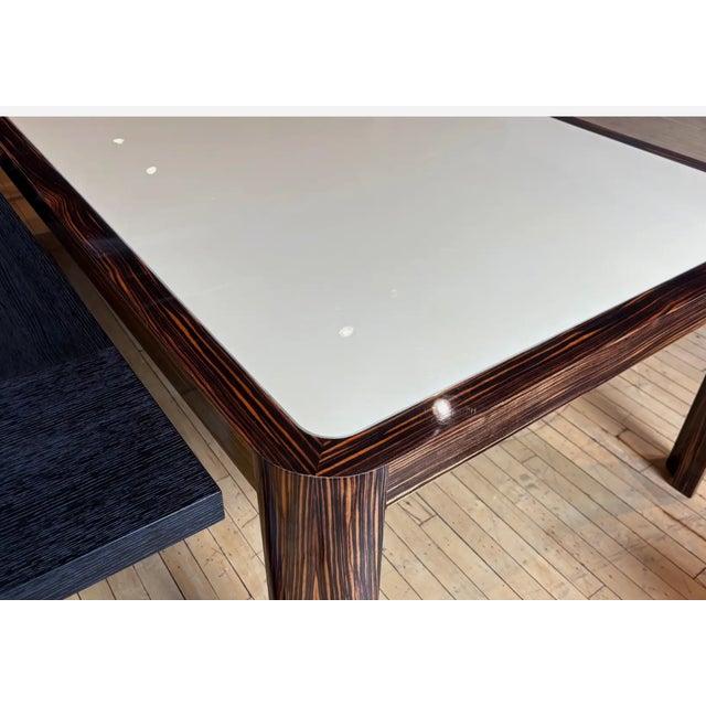 Cream Attributed to Vladimir Kagan Dining Room Table, Zebrawood, 1970s For Sale - Image 8 of 11