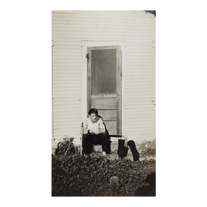 Early 20th Century Snapshot Photograph Lonely Man on Stairs