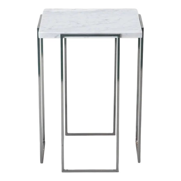 Carrara Marble Kaus Cromo Side Table by Nicola Di Froscia for DFdesignlab For Sale