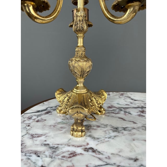 20th Century Three-Light Bronze Candelabra, Set of 2 For Sale - Image 3 of 11