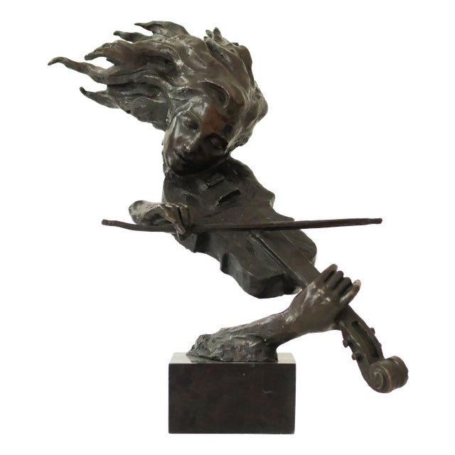 Salvador Dali, Black Violinist Sculpture, 1970s, Bronze For Sale