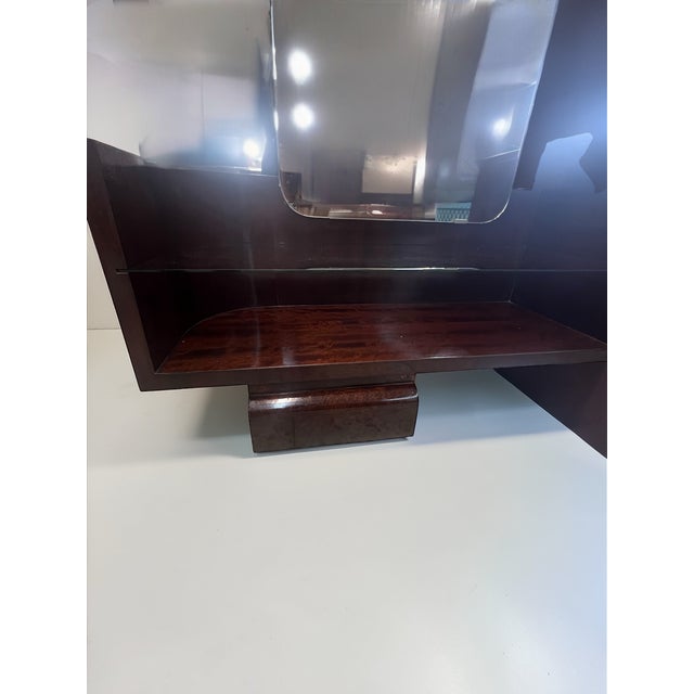 Art Deco Vanity Table with Mirror in Burl Walnut, Germany, 1940s-1950s For Sale - Image 6 of 9