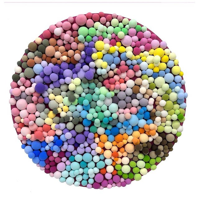 Lime Round Multicolor Relief Wall Sculpture, 2010s For Sale - Image 8 of 9